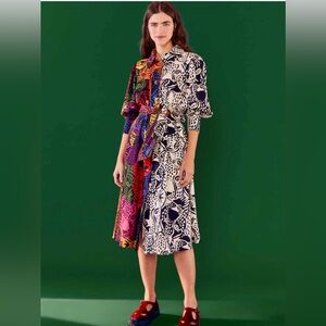 FARM Rio - Rainbow Midnight Leopards Midi Shirtdress - Size: XS
